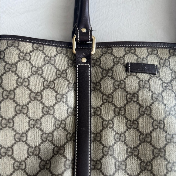 GUCCI | Coated Canvas Men’s Travel Tote Bag Leather Handle GG Print - Picture 4 of 13